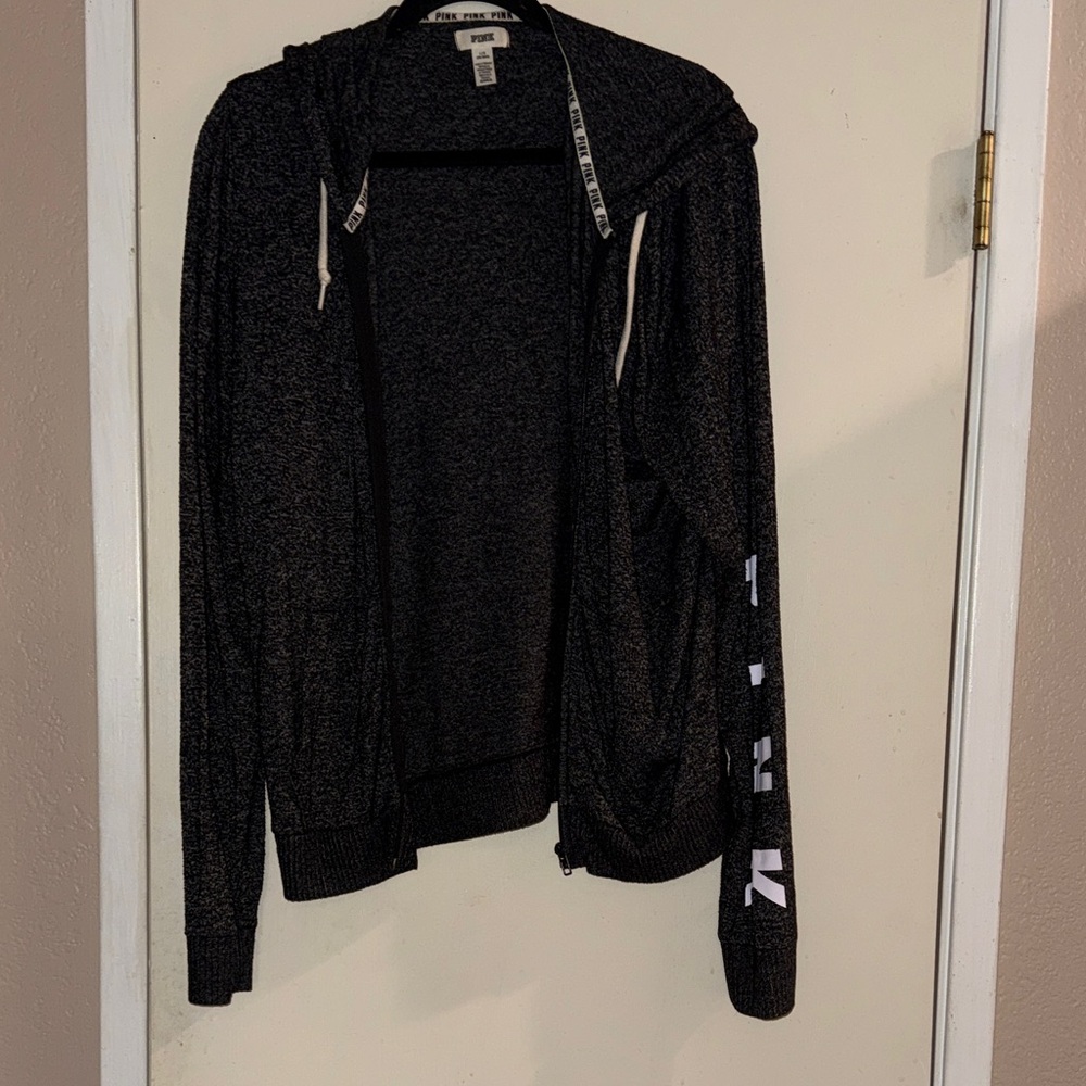 PINK Victoria's Secret Charcoal Zip-Up Sweater